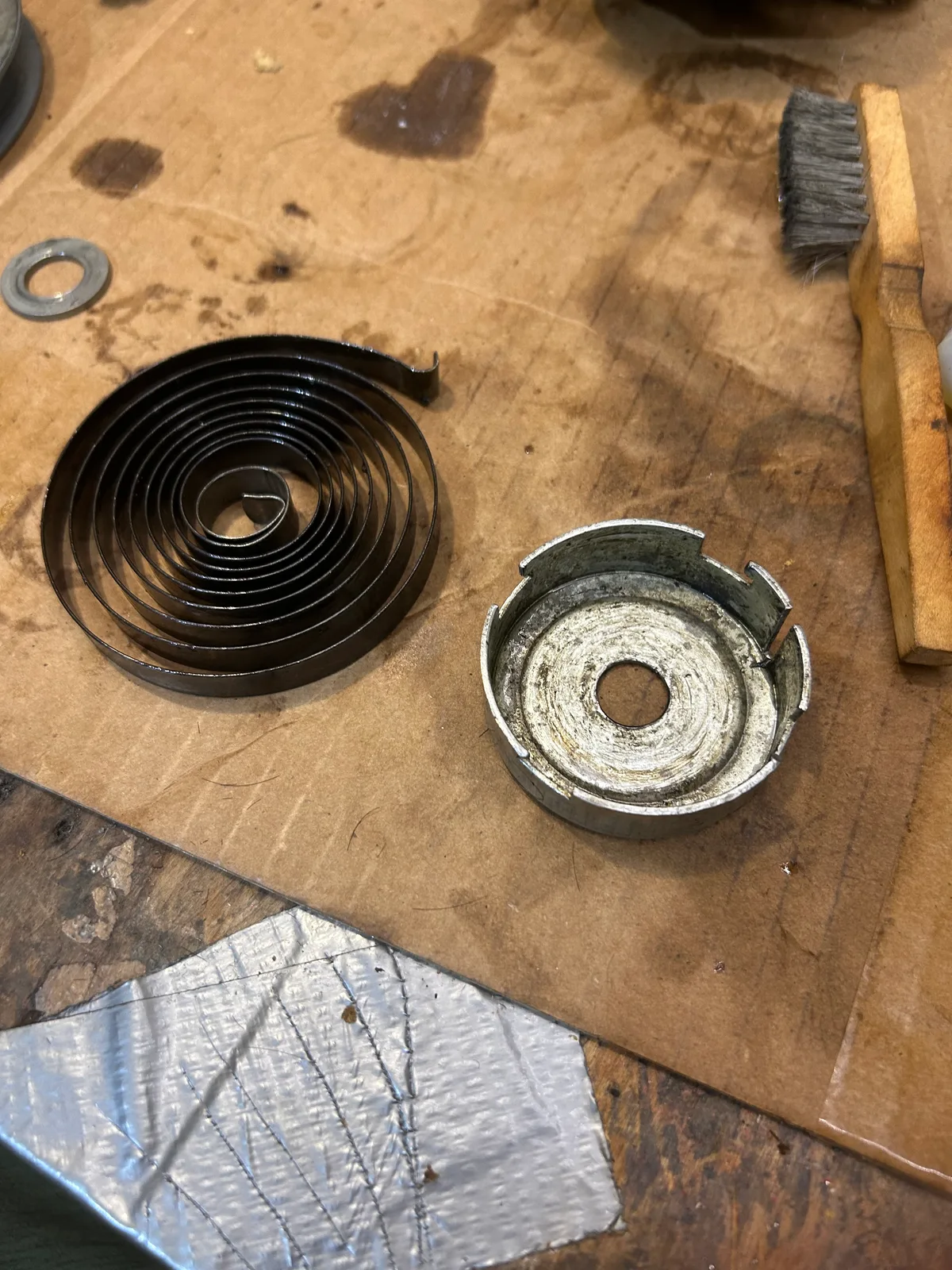 The quill return spring and its housing, cleaned